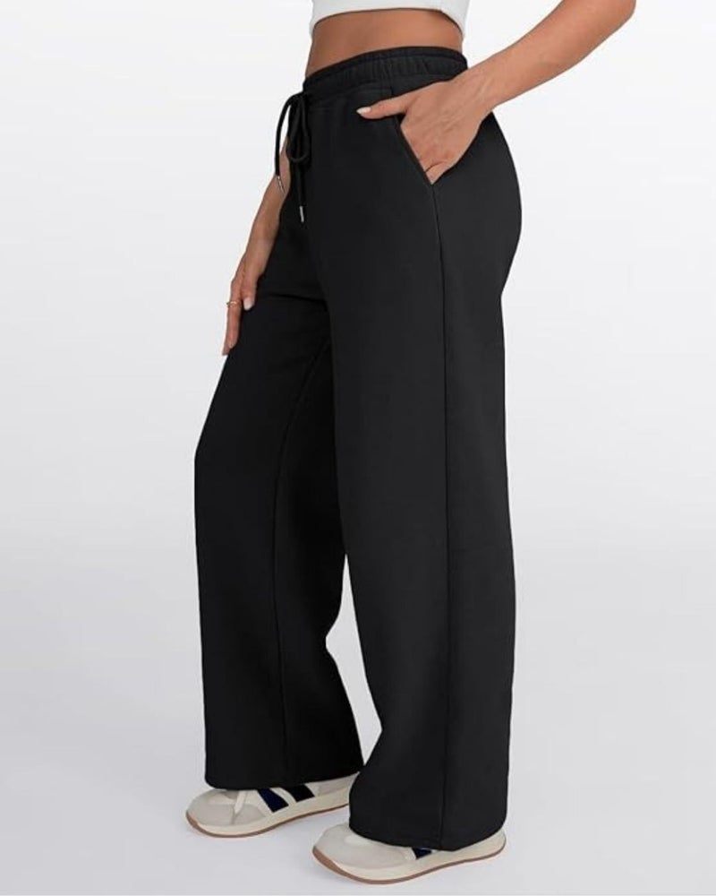 FLYNOFF Solid Black Loose Fit Women Track Pant - Image 2